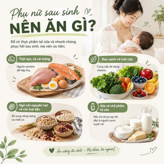 Phụ nữ sau sinh nên ăn gì