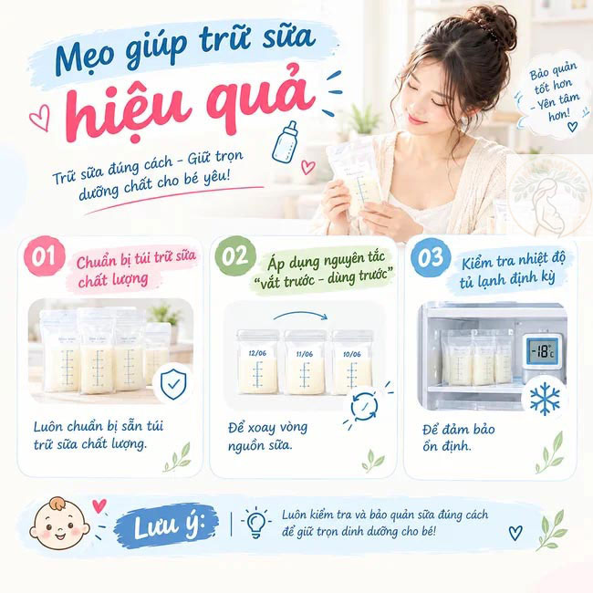 Mẹo giúp trữ sữa hiệu quả