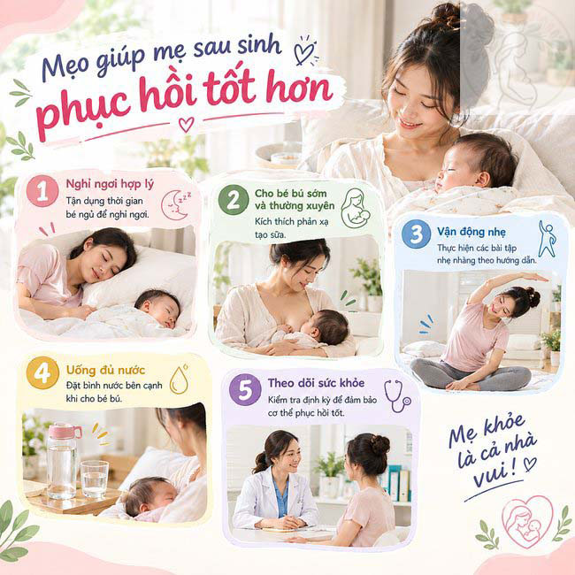 Mẹo giúp mẹ sau sinh phục hồi tốt hơn